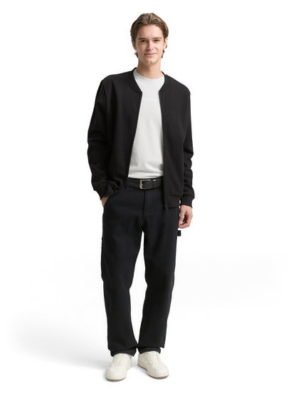 Sweatshirtjacke Herren Bomberjacken-Stil mit Rippbündchen