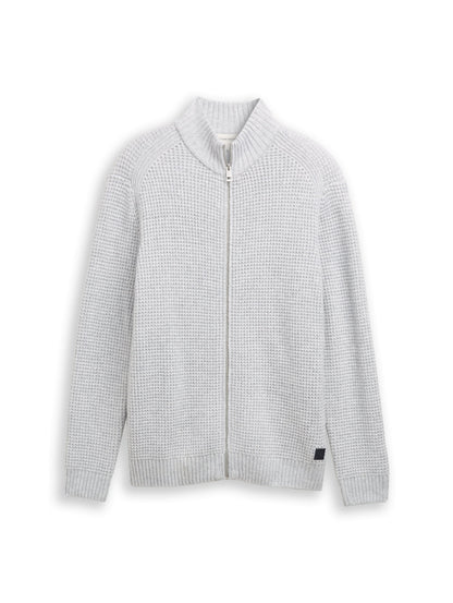 Logo-Badge Cardigan Herren Stehkragen Woll-Anteil