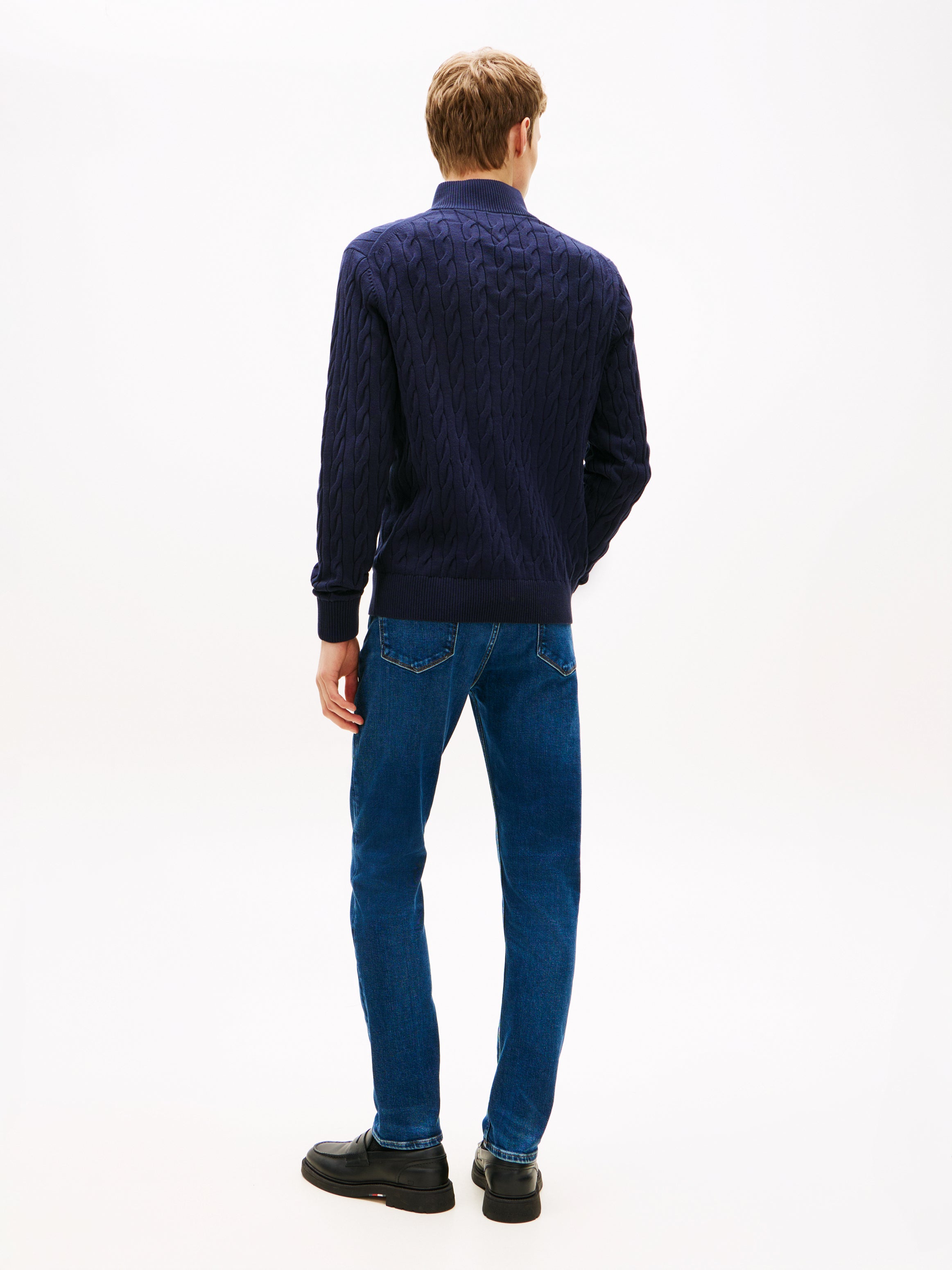 CLASSIC COTTON CABLE ZIP MOCK