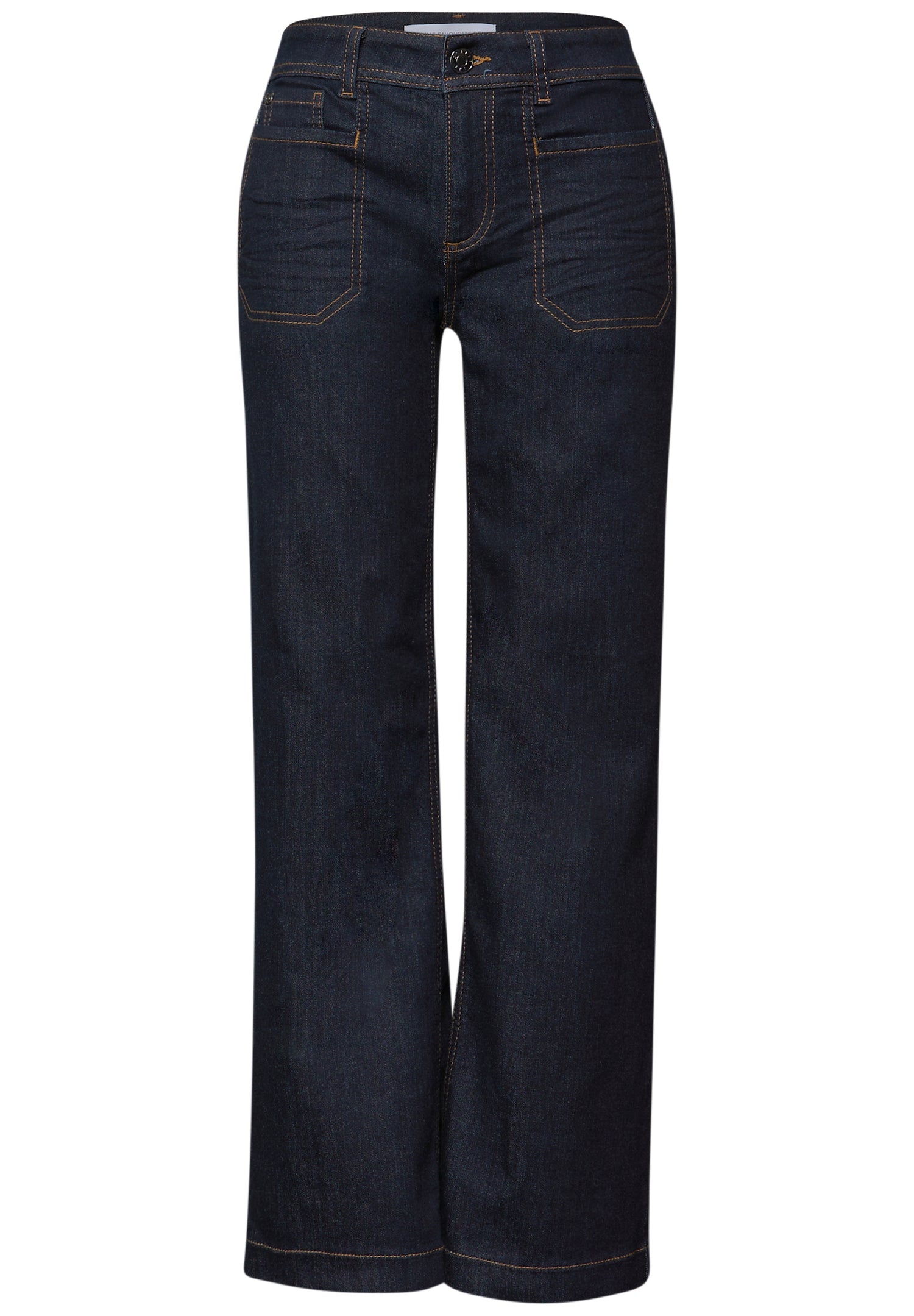 Street One Damen Wide Leg Jeans Casual Fit Mid Waist Aufgesetzte Taschen Baumwollmix