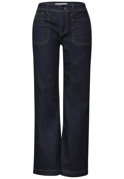 Street One Damen Wide Leg Jeans Casual Fit Mid Waist Aufgesetzte Taschen Baumwollmix