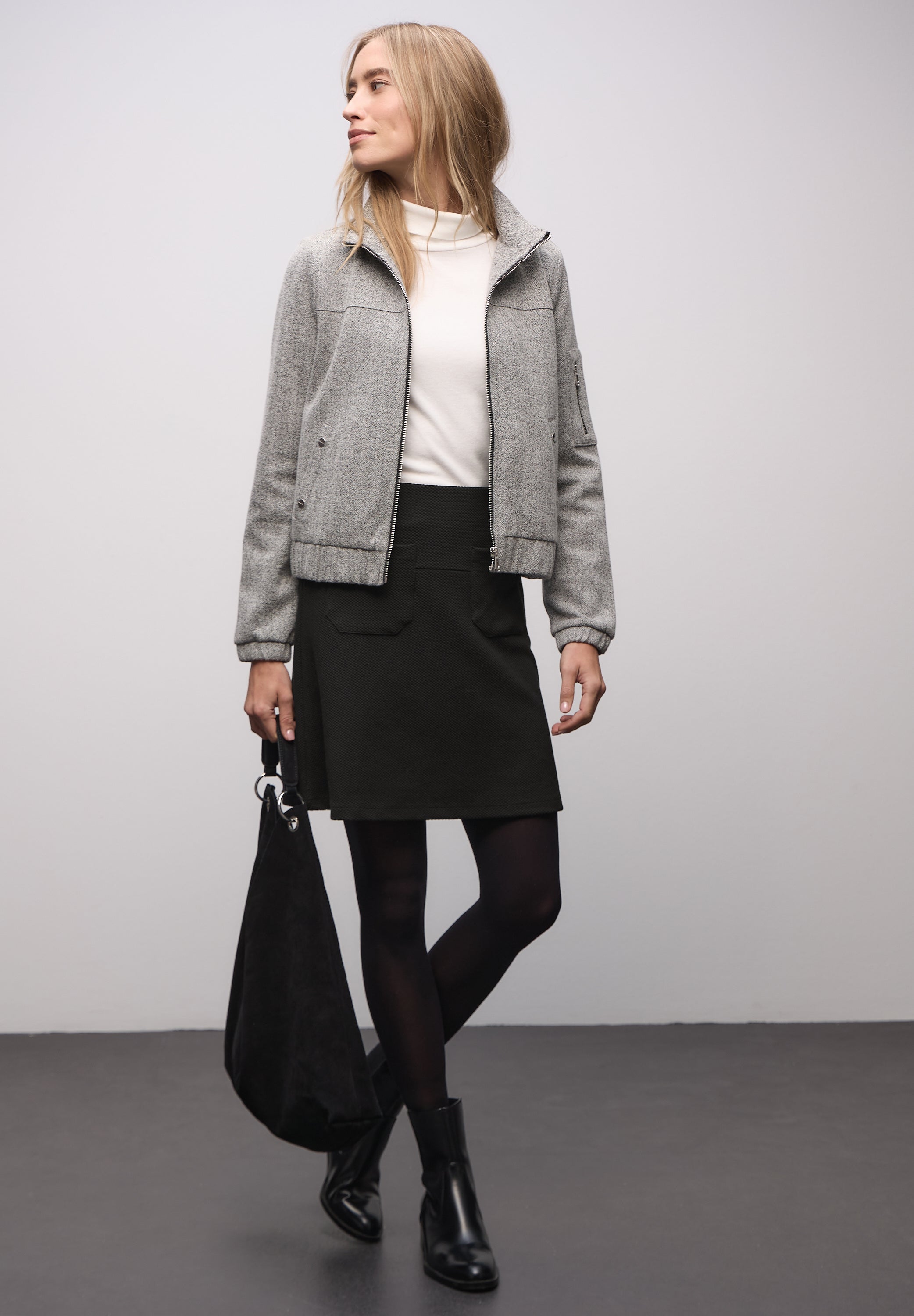 Street One Damen Rock Feine Struktur mit Taschen Elastisch