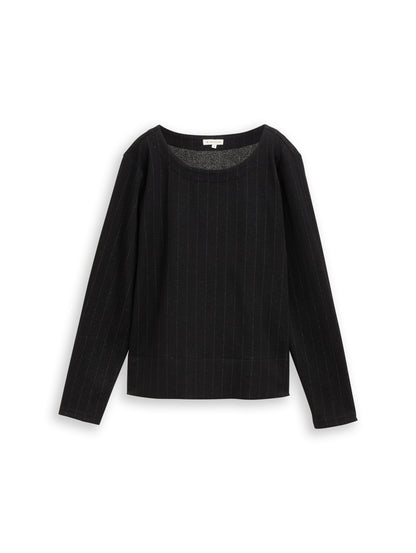 TOM TAILOR Glitzer-Effekt Damen Longsleeve mit Faltenlegung