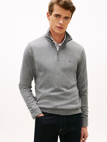 ESSENTIAL COTTON ZIP MOCK