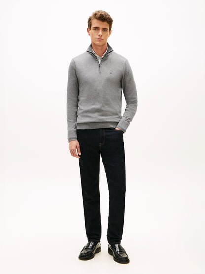 ESSENTIAL COTTON ZIP MOCK