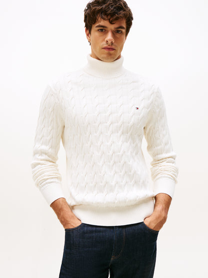 CLASSIC COTTON CABLE ROLL NECK