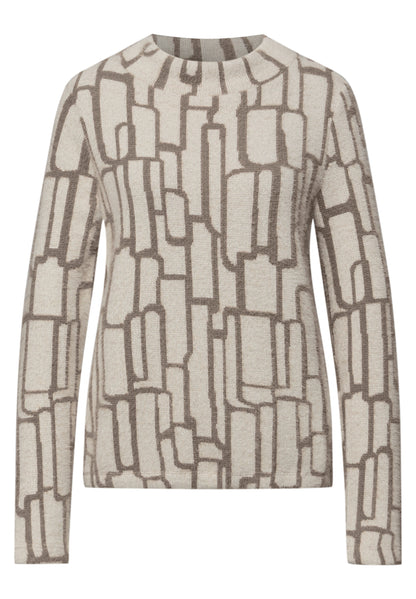 Street One Damen Langarmshirt Turtleneck kuschelig grafisches Muster elastischer Saum