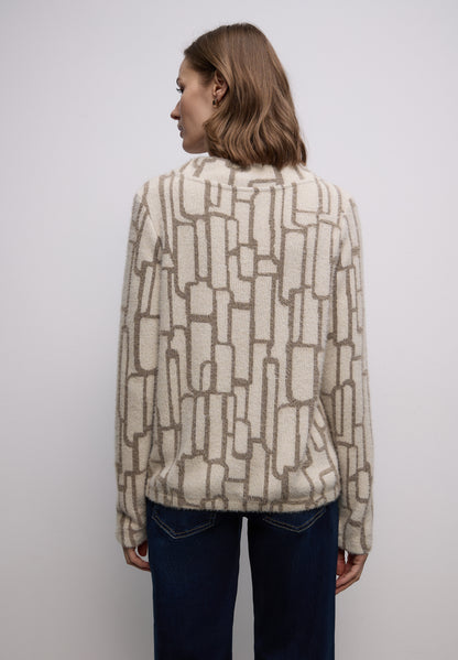 Street One Damen Langarmshirt Turtleneck kuschelig grafisches Muster elastischer Saum