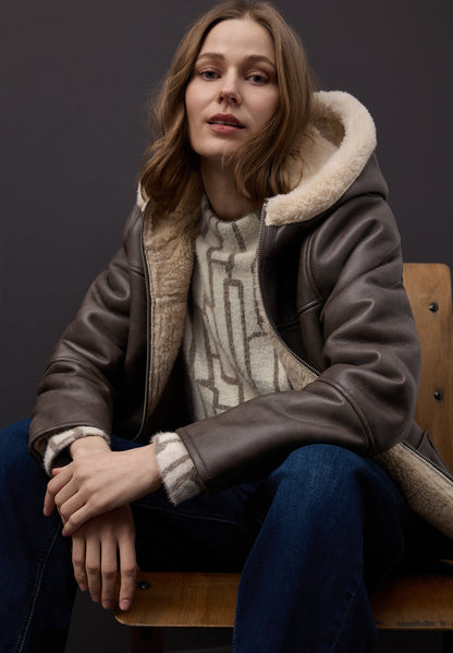 Street One Damen Langarmshirt Turtleneck kuschelig grafisches Muster elastischer Saum