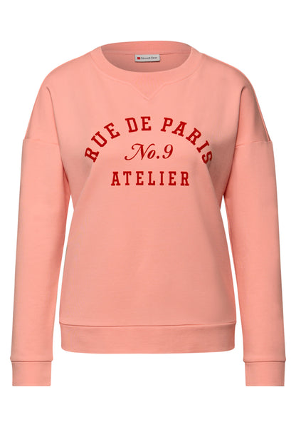 Street One Damen Damenshirt Wording Artwork Rundhals Langarm Baumwoll-Modal Mix