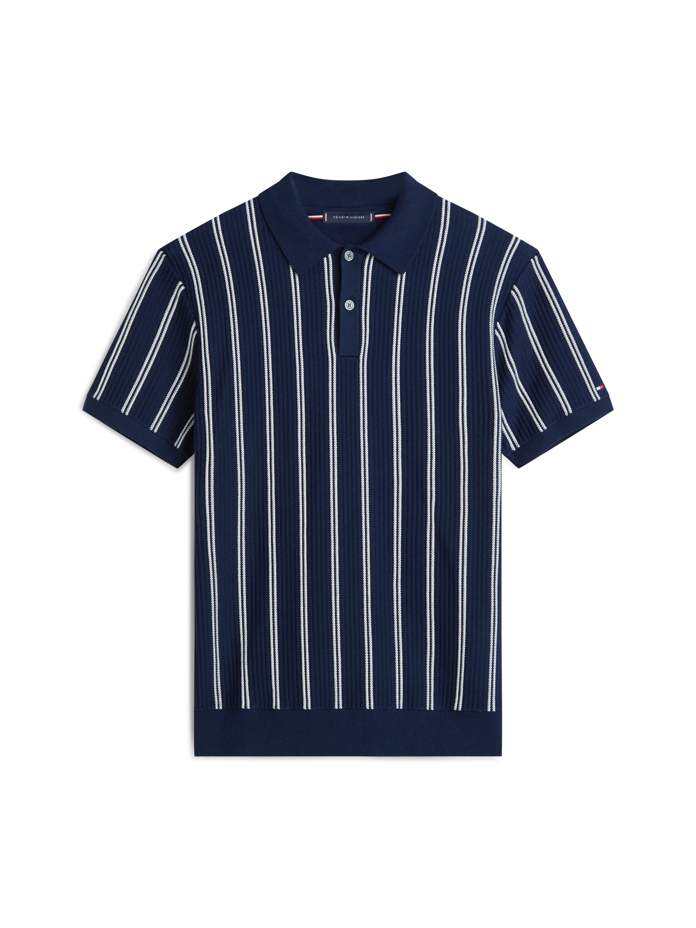 KNITTED VERTICAL STRIPE SS POLO