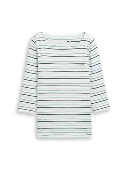 Tom Tailor Female Longsleeve Herz-Print 3/4-Arm Baumwolle Elasthan