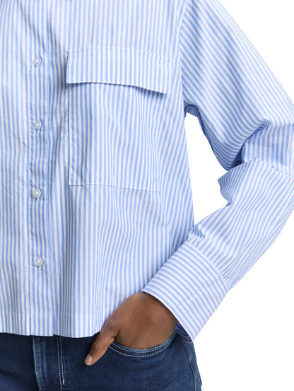 Tom Tailor Denim Damen Hemdbluse Boxy Fit mit Brusttasche 100% Baumwolle