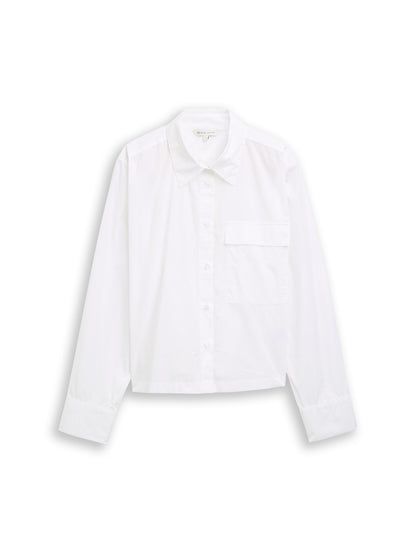 Tom Tailor Denim Damen Hemdbluse Boxy Fit mit Brusttasche 100% Baumwolle