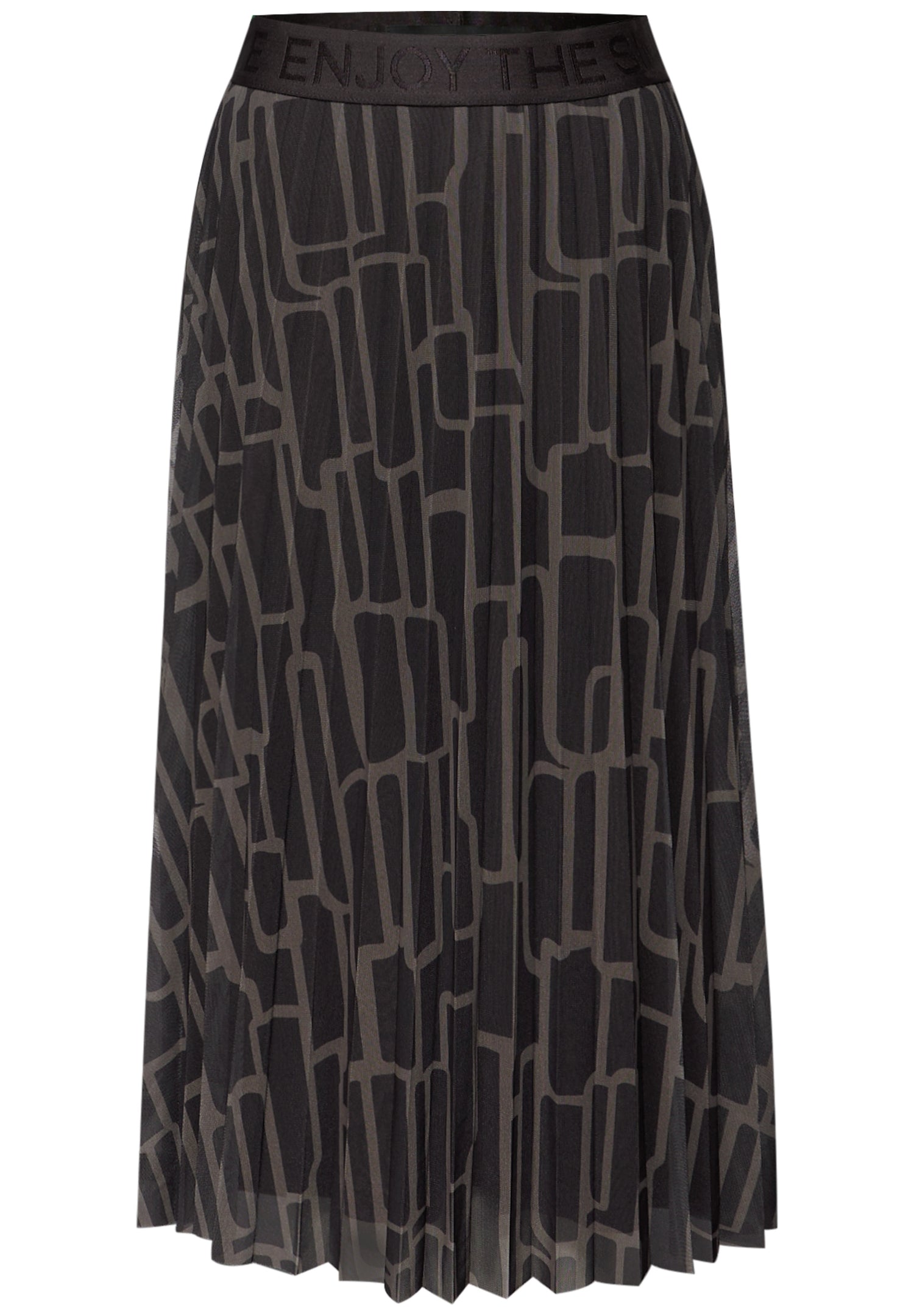 Street One Damen Midi-Rock mit grafischem Muster und elastischem Bund