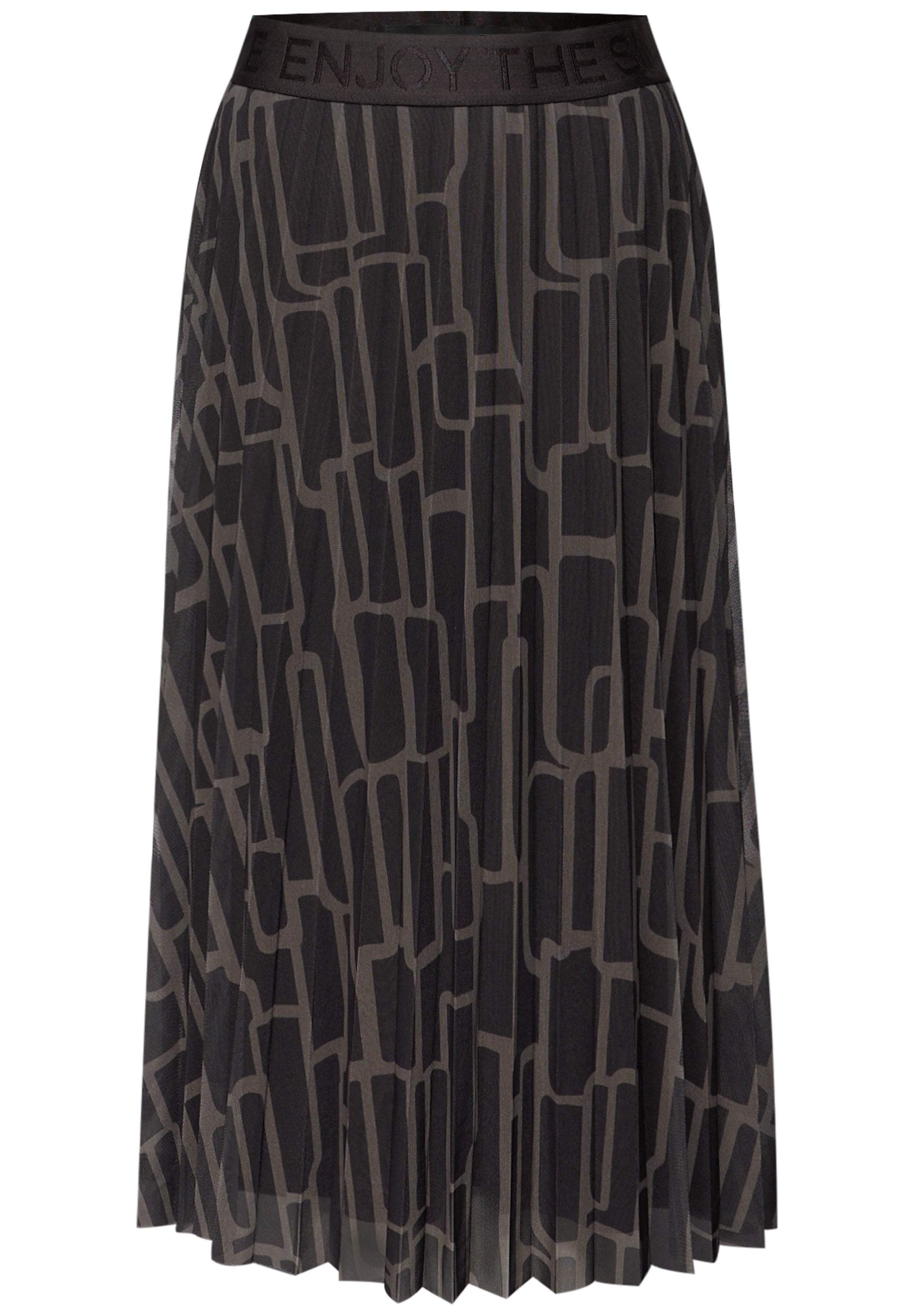 Street One Damen Midi-Rock mit grafischem Muster und elastischem Bund