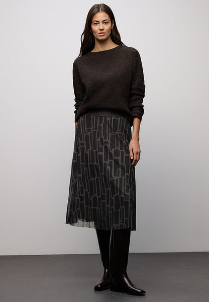 Street One Damen Midi-Rock mit grafischem Muster und elastischem Bund