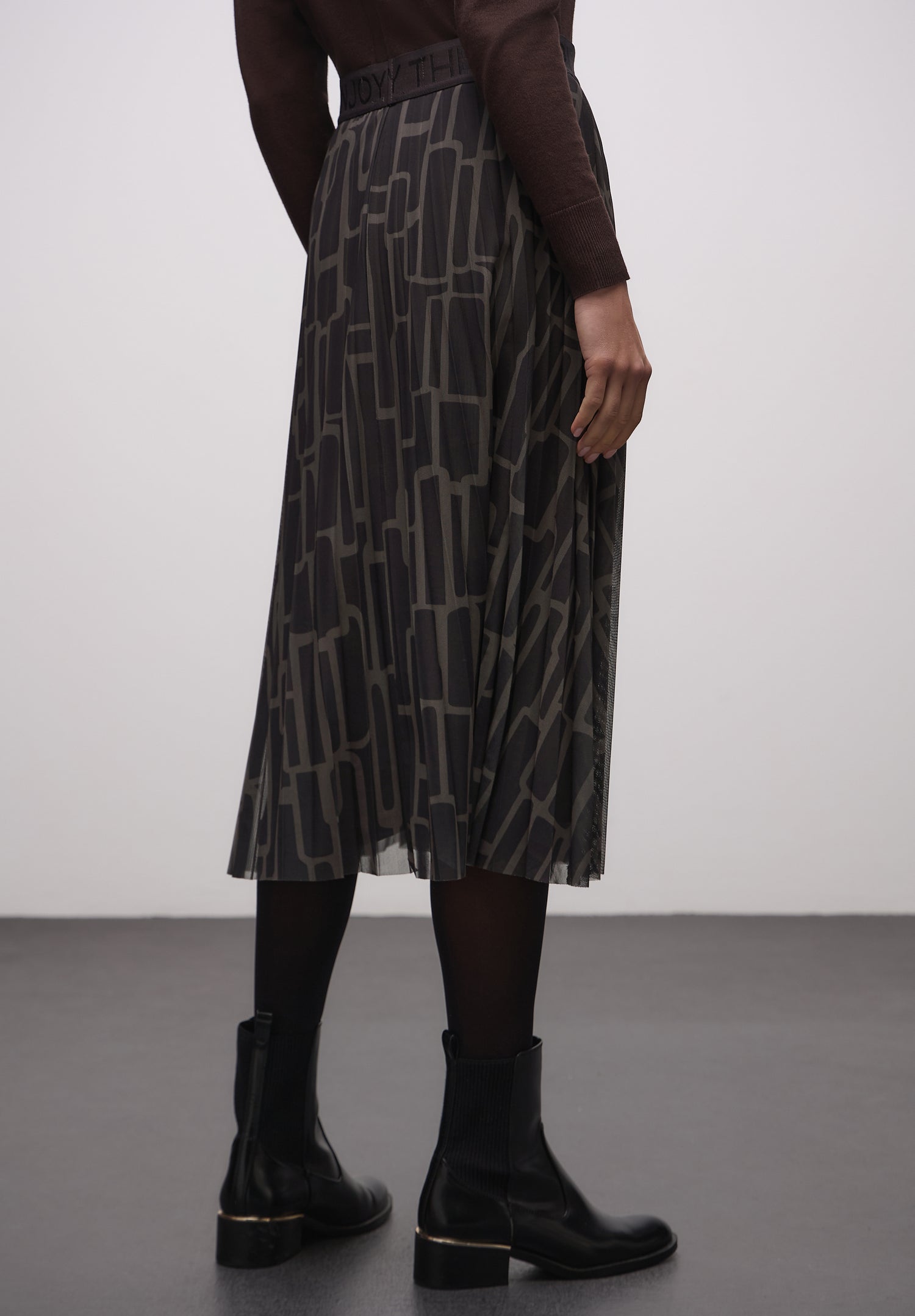 Street One Damen Midi-Rock mit grafischem Muster und elastischem Bund