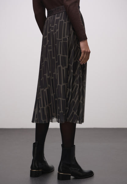 Street One Damen Midi-Rock mit grafischem Muster und elastischem Bund