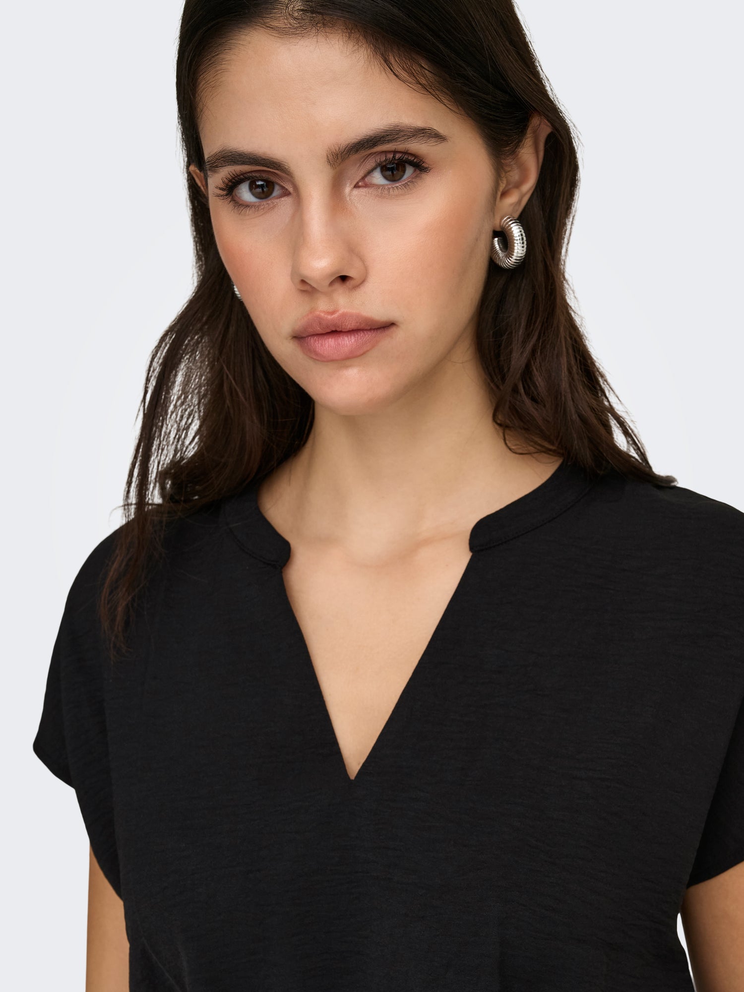 ONLY JdY JDY Damen Top V-Ausschnitt Kurzarm Voluminöser Armschnitt Mittelsohle Kork