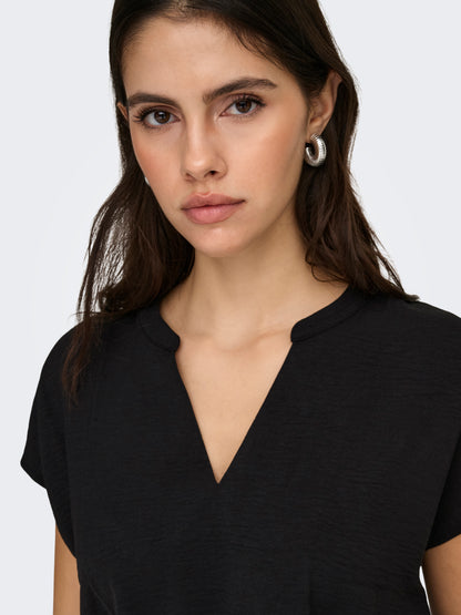 ONLY JdY JDY Damen Top V-Ausschnitt Kurzarm Voluminöser Armschnitt Mittelsohle Kork