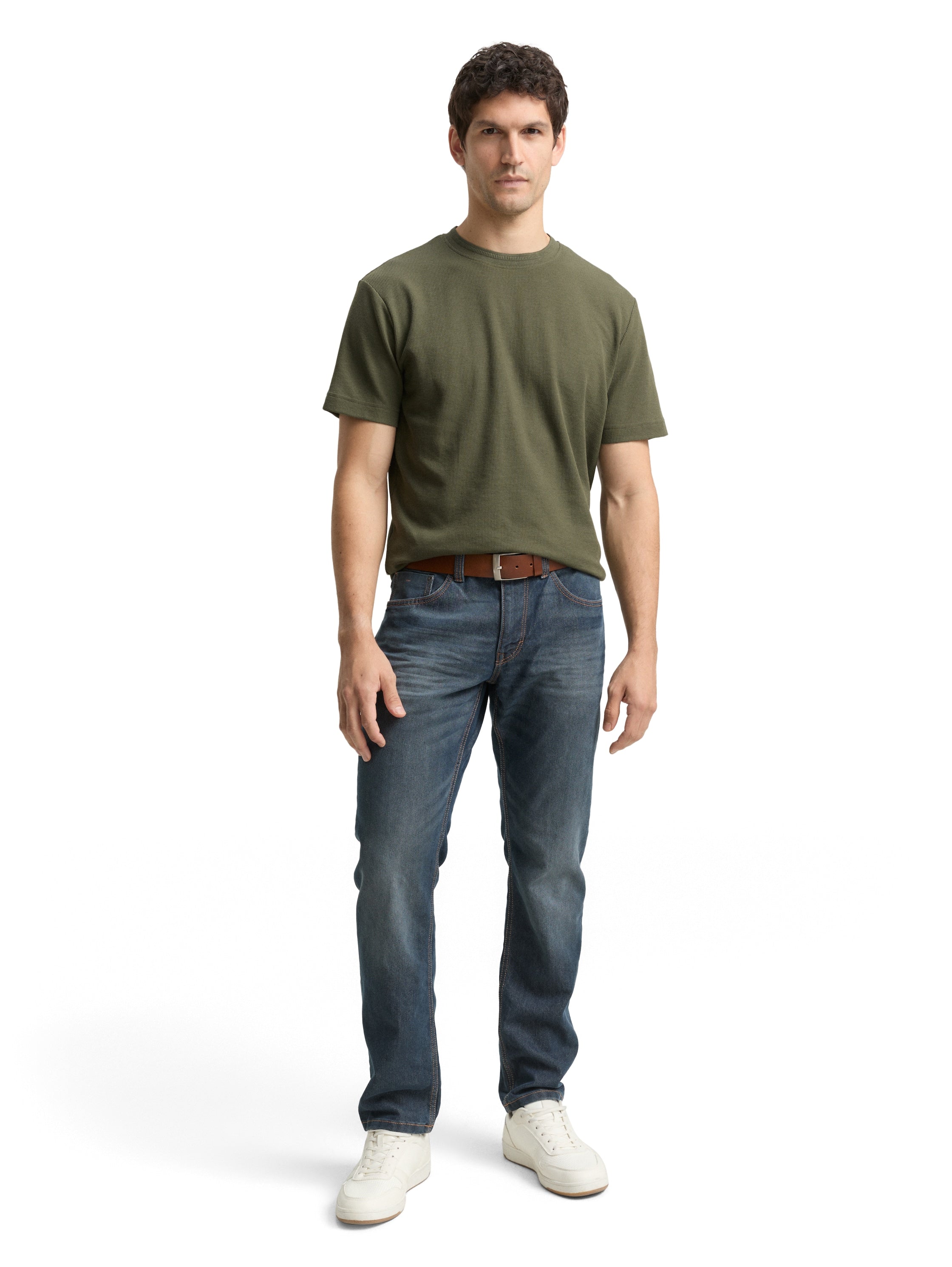 Tom Tailor Denim Herren T-Shirt Waffel-Optik Baumwolle Polyester