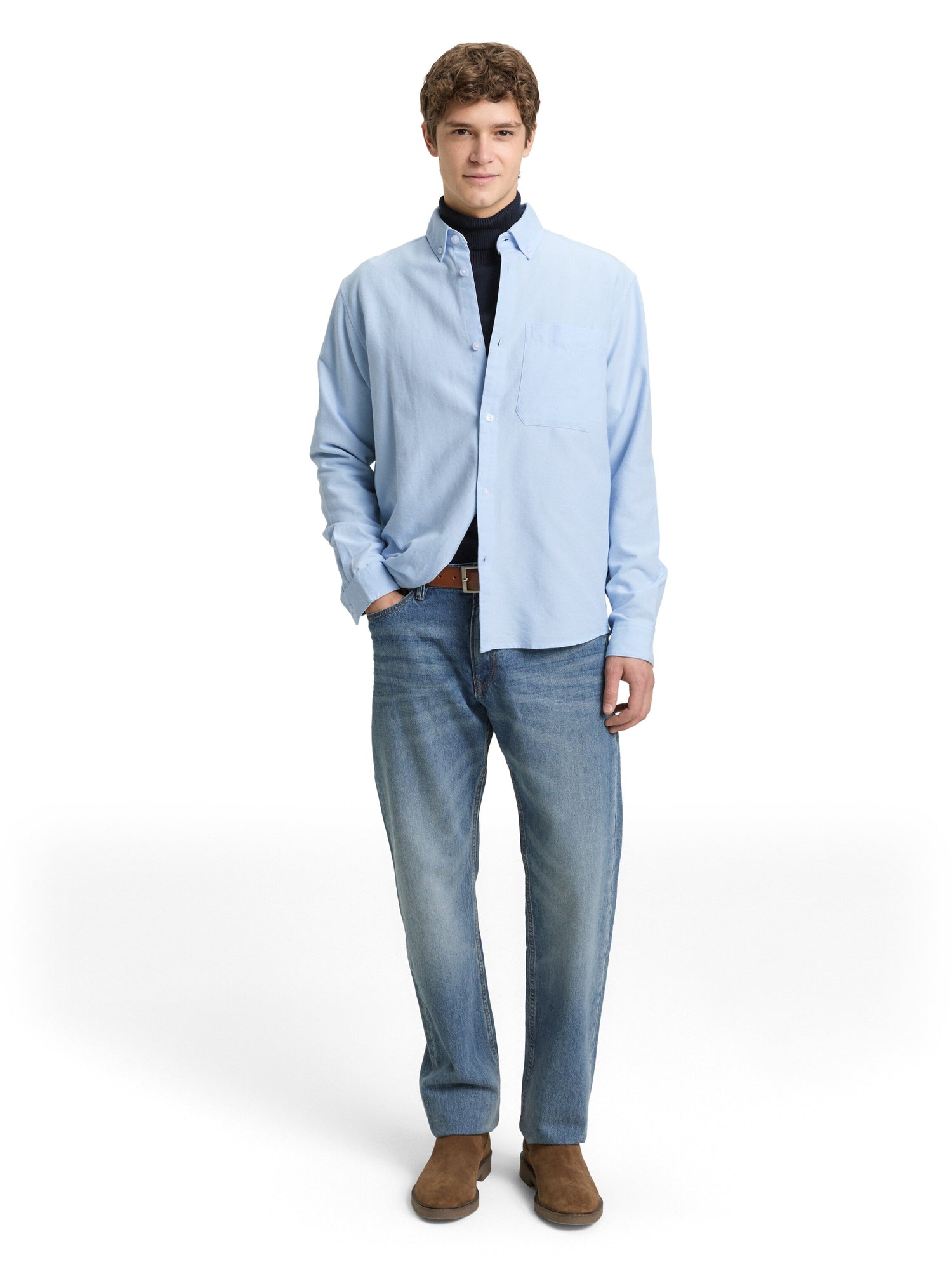 Tom Tailor Denim Herren Hemd Relaxed Fit Oxford mit Brusttasche