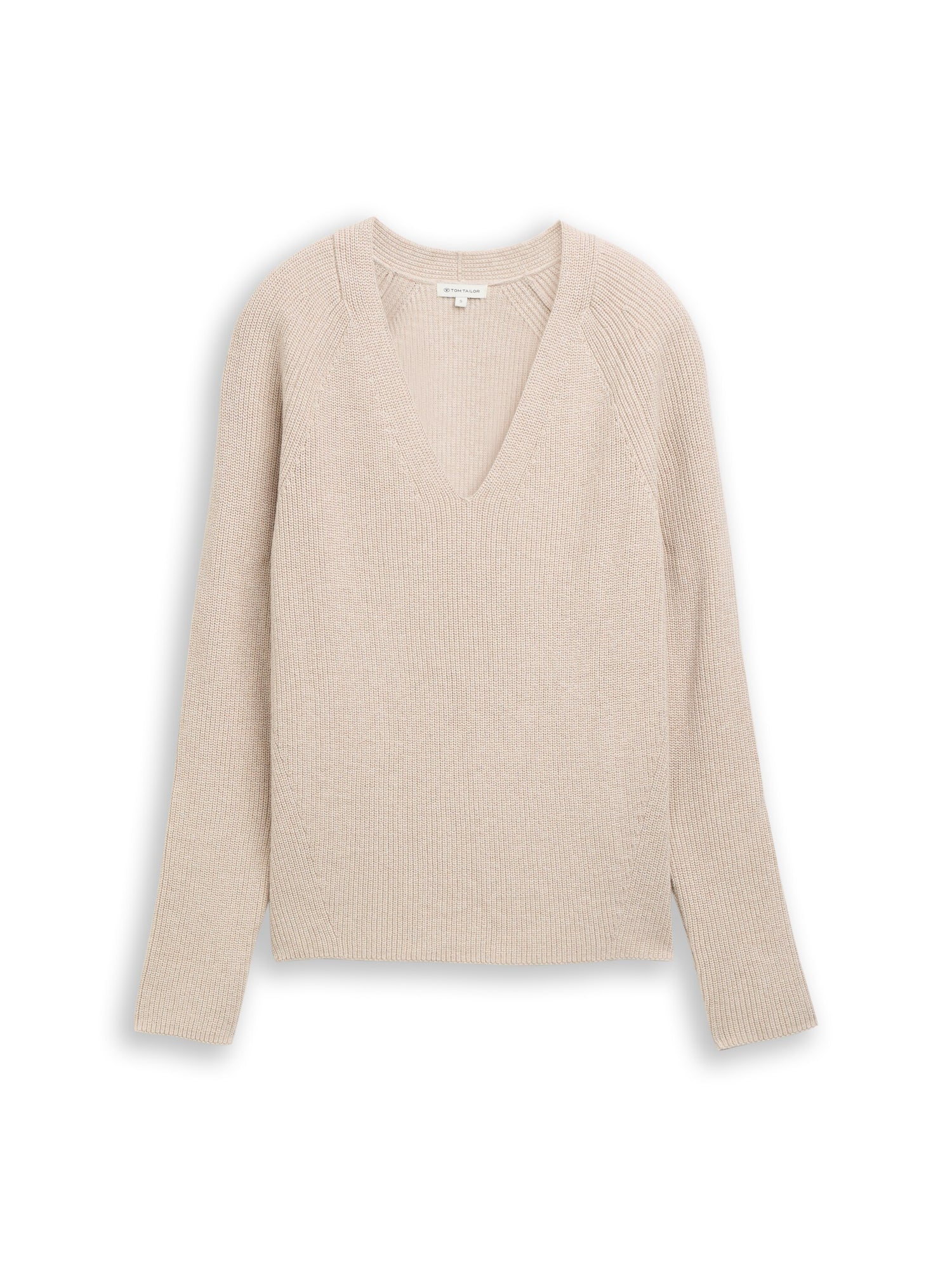 Tom Tailor Denim Female Pullover V-Ausschnitt Rippstruktur Baumwolle