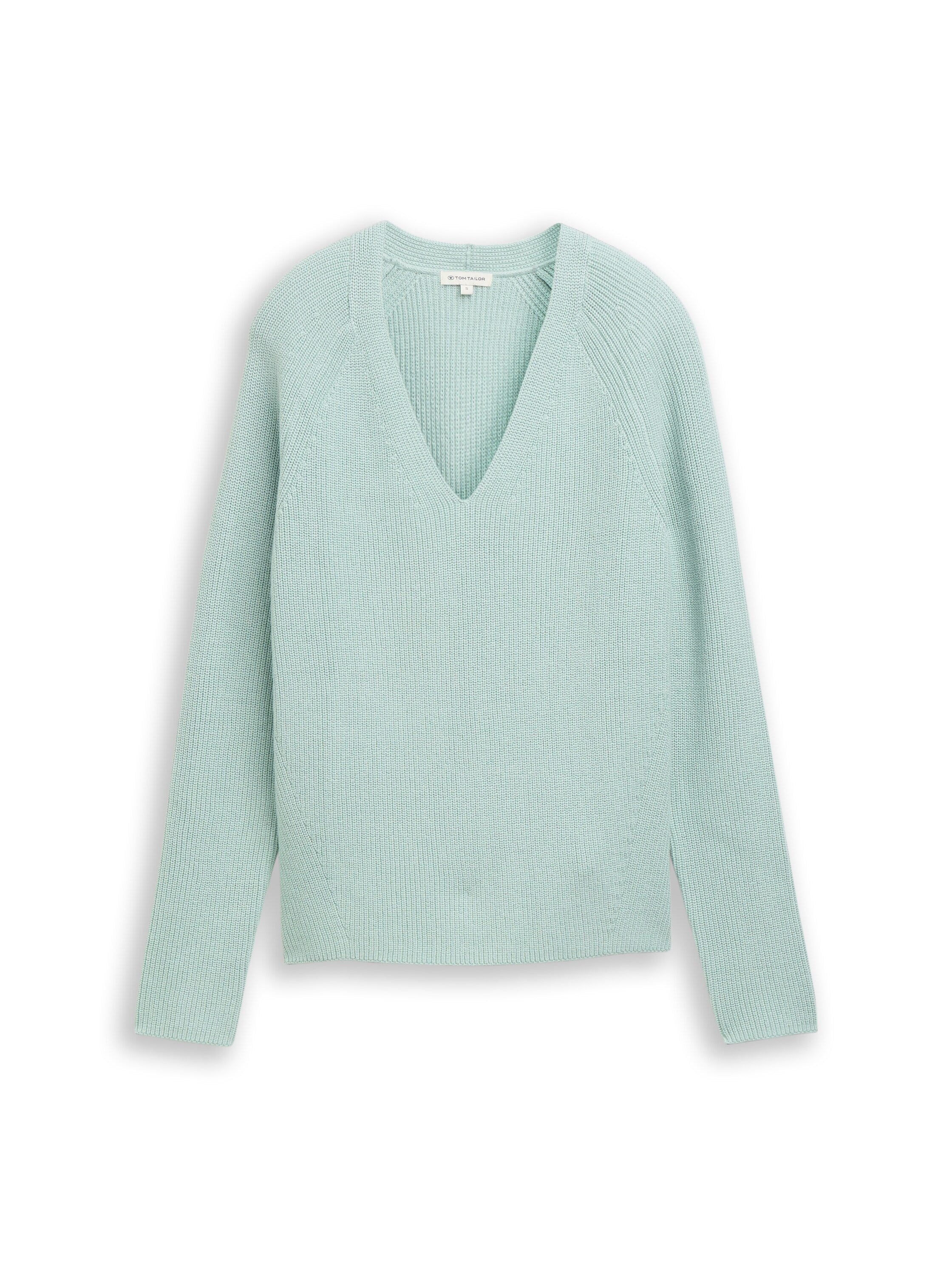 Tom Tailor Denim Female Pullover V-Ausschnitt Rippstruktur Baumwolle