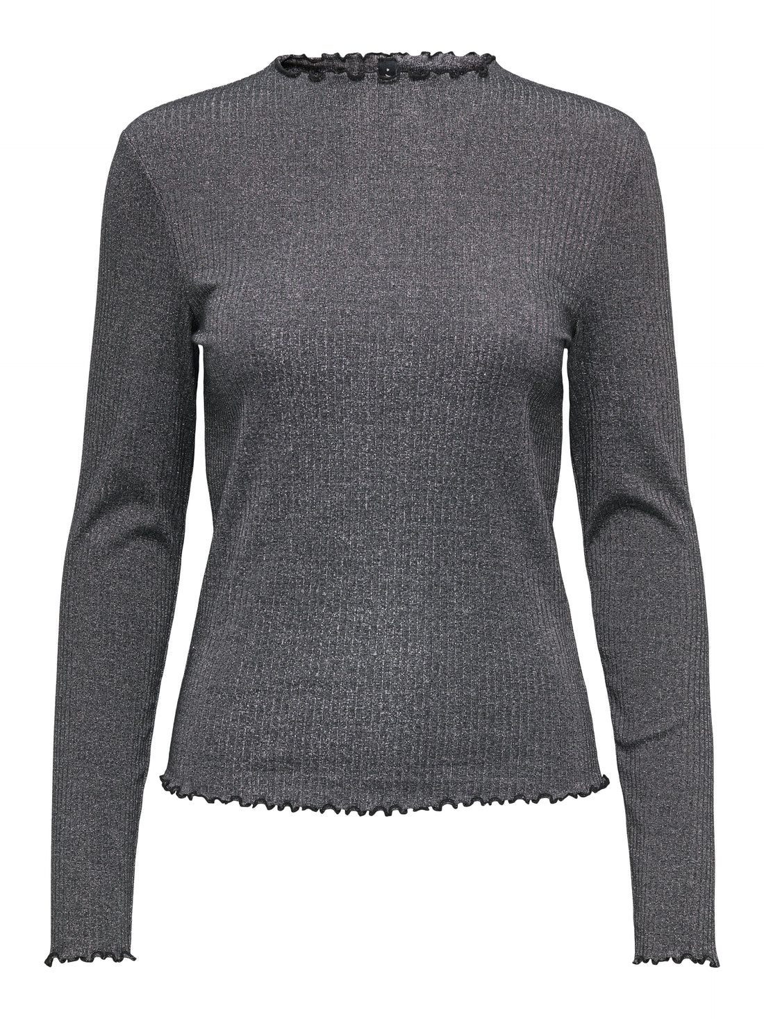 ONLY Glitzer-Effekt Langarm Top Damen Rundhals Baumwolle