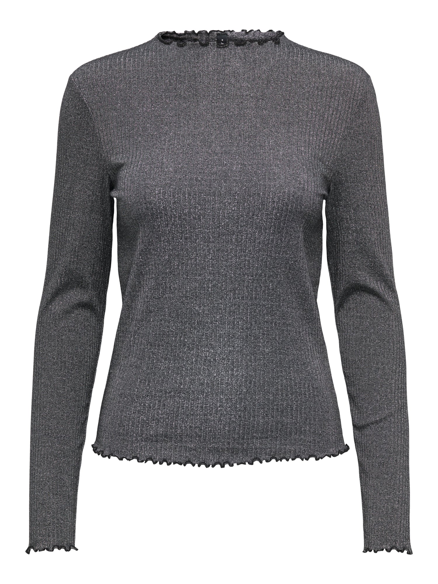 ONLY Glitzer-Effekt Langarm Top Damen Rundhals Baumwolle