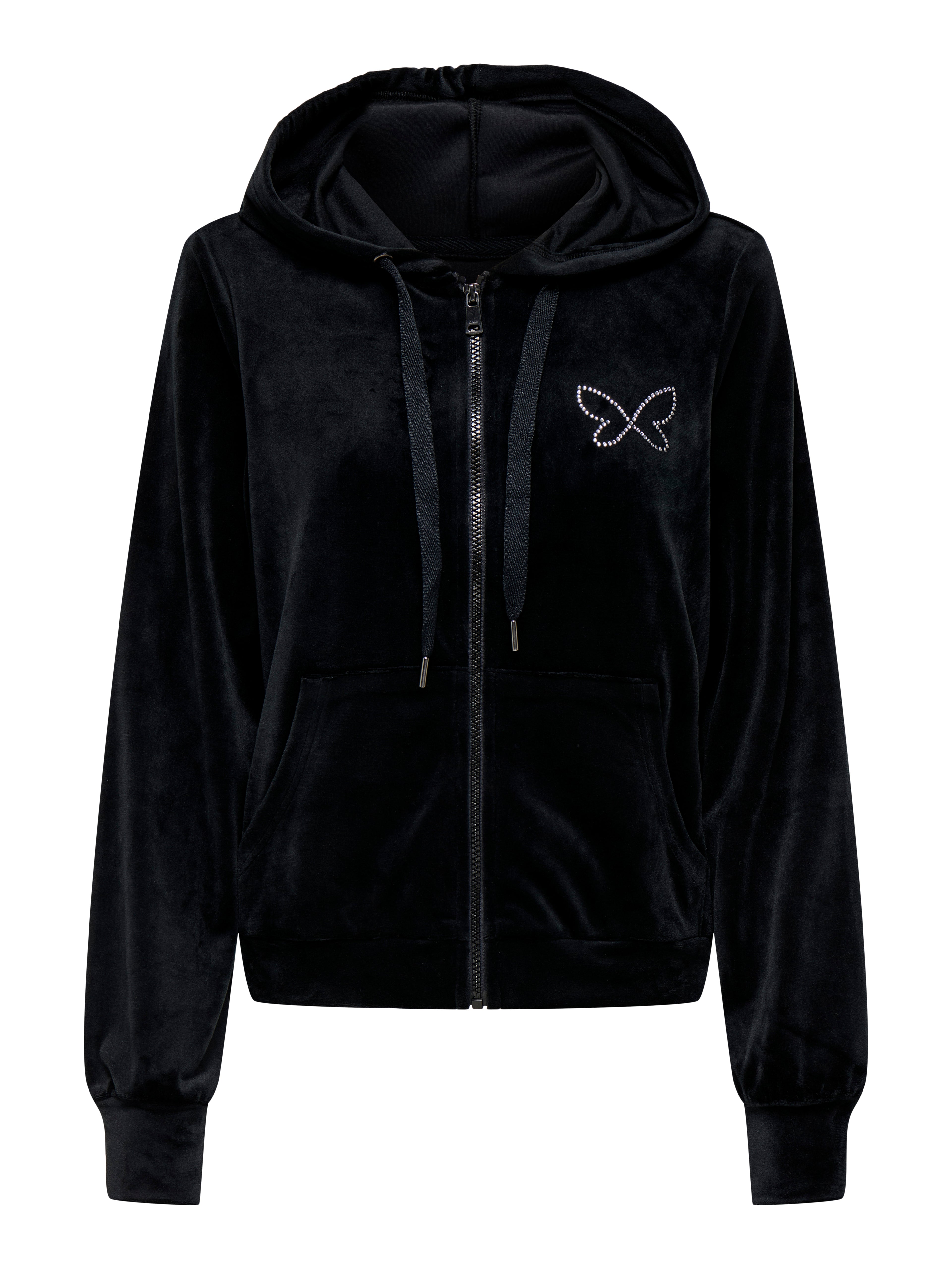 ONLREBEL L/S ZIP RHINESTONE HOOD CS SWT