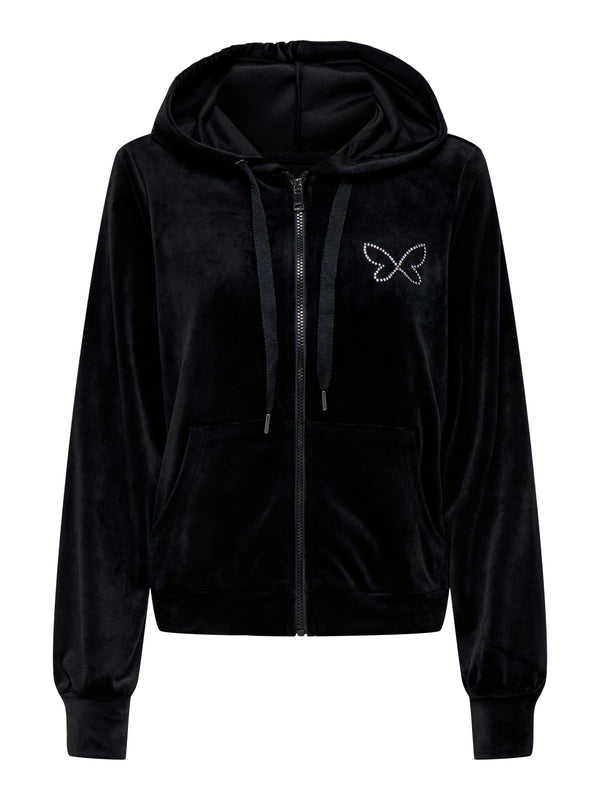 ONLREBEL L/S ZIP RHINESTONE HOOD CS SWT