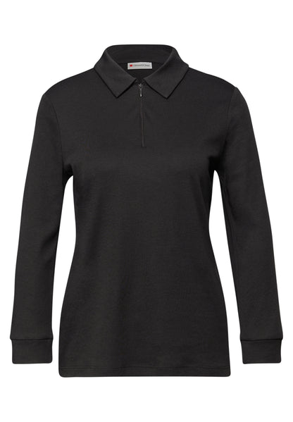 Street One Damen Poloshirt 3/4-Arm Zipper Baumwoll-Modal Mix