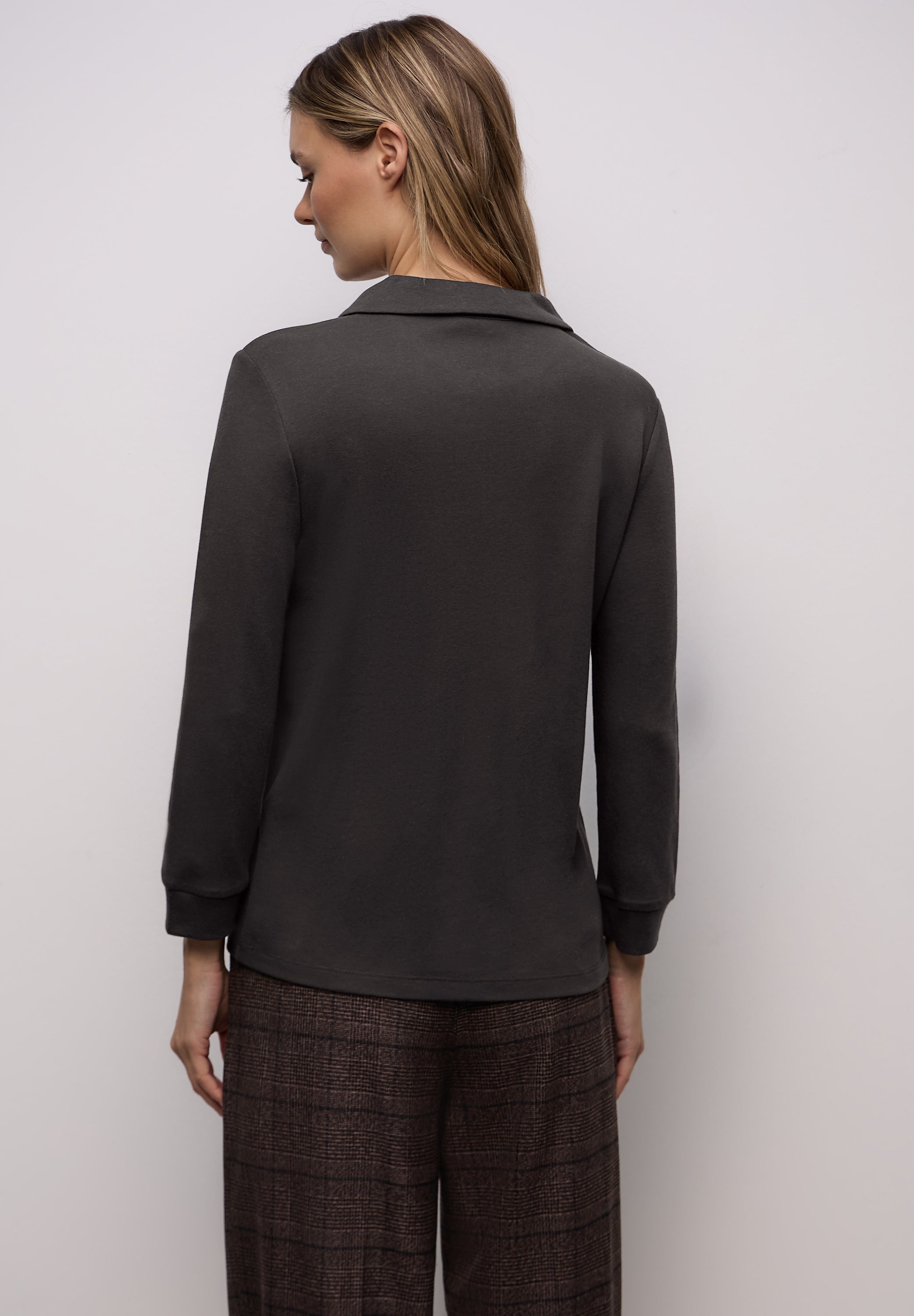 Street One Damen Poloshirt 3/4-Arm Zipper Baumwoll-Modal Mix
