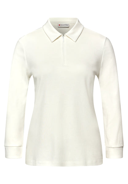 Street One Damen Poloshirt 3/4-Arm Zipper Baumwoll-Modal Mix