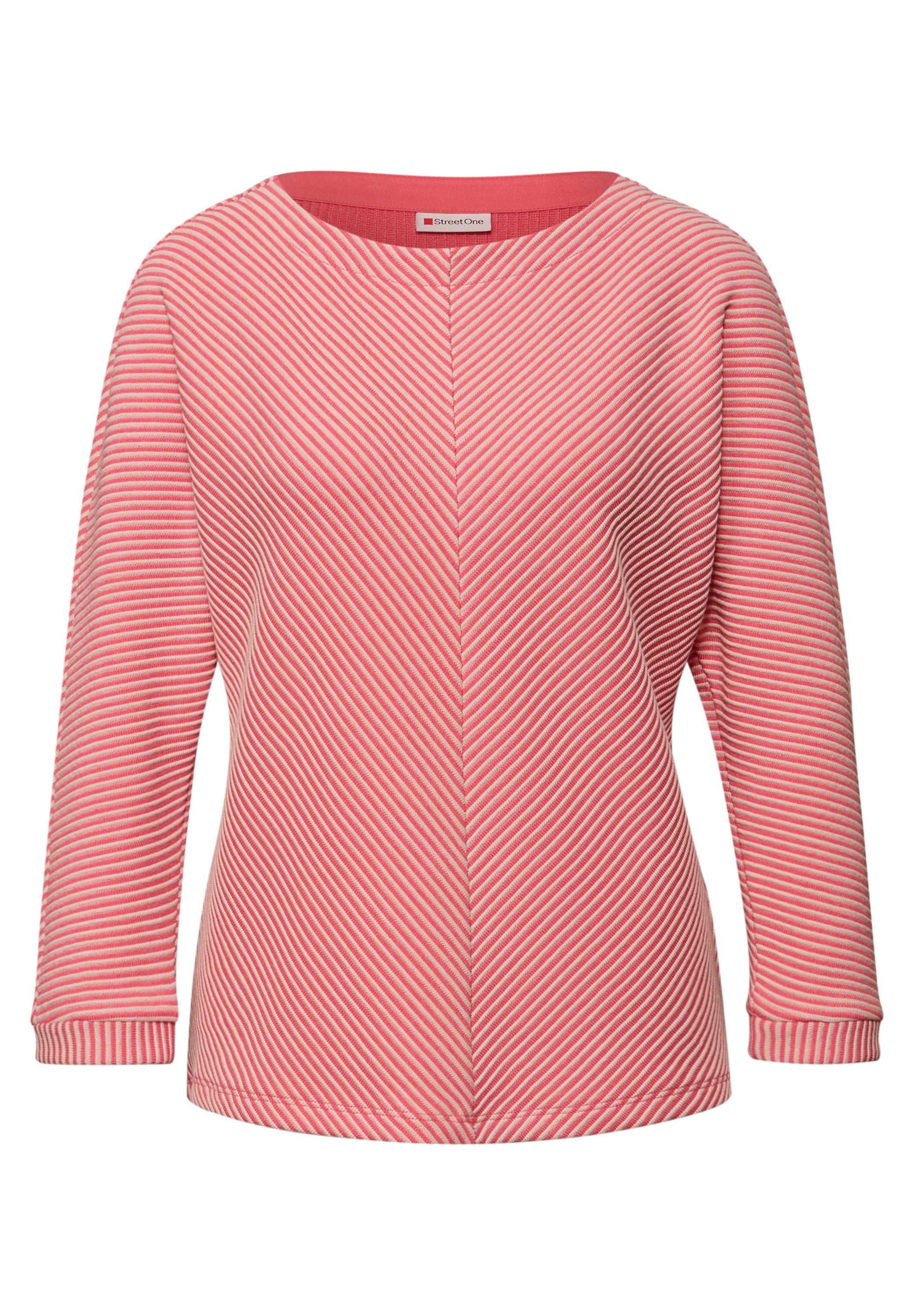 Street One Damen Shirt 3/4-Arm U-Boot-Ausschnitt Strukturmuster