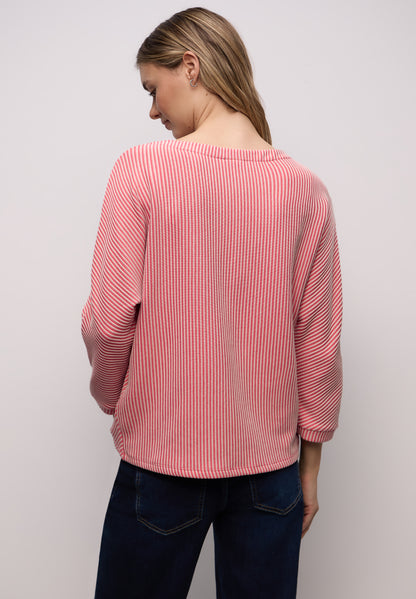 Street One Damen Shirt 3/4-Arm U-Boot-Ausschnitt Strukturmuster