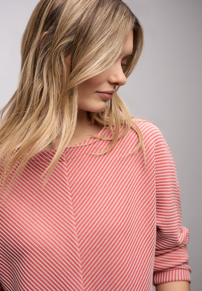 Street One Damen Shirt 3/4-Arm U-Boot-Ausschnitt Strukturmuster