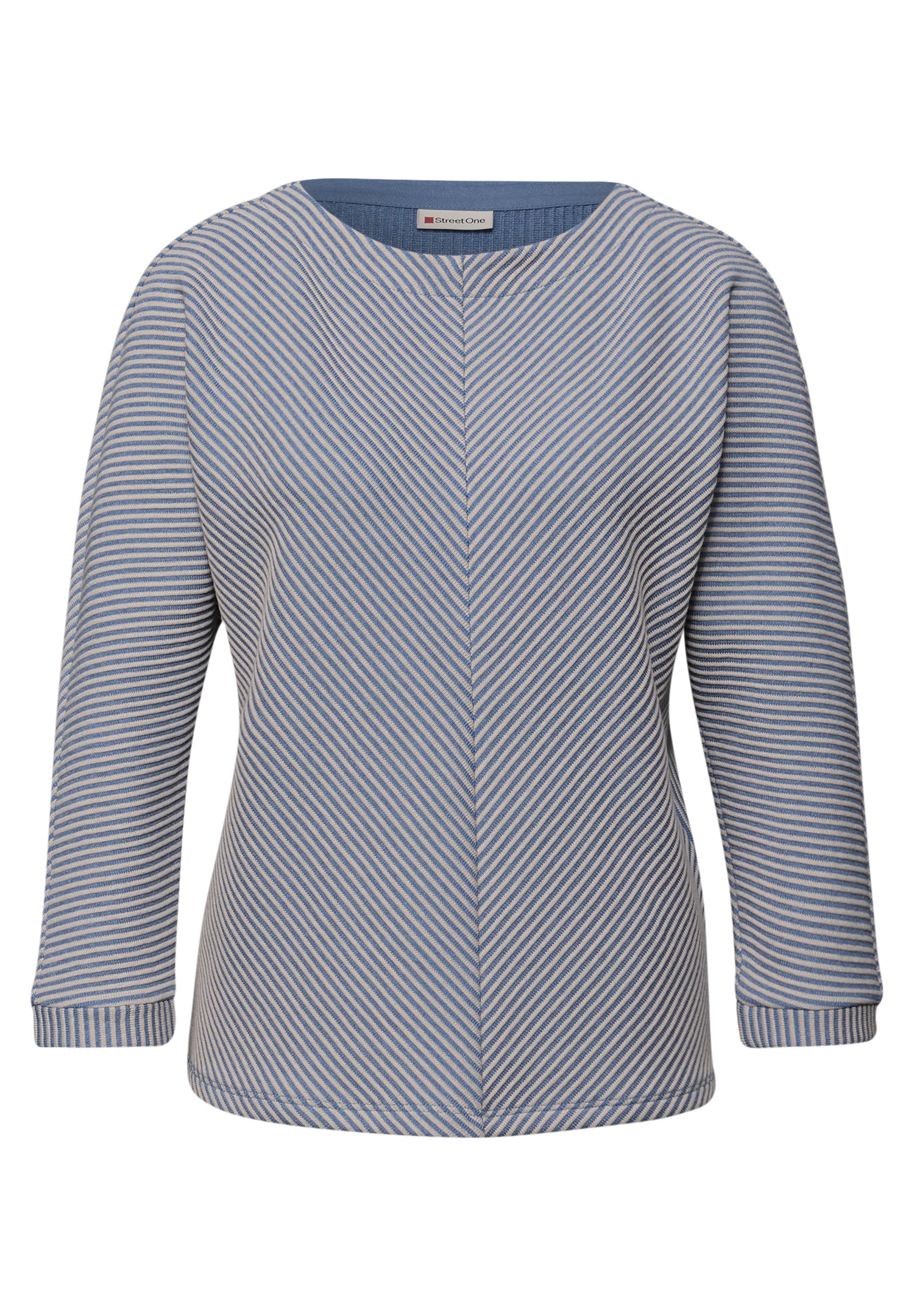 Street One Damen Shirt 3/4-Arm U-Boot-Ausschnitt Strukturmuster