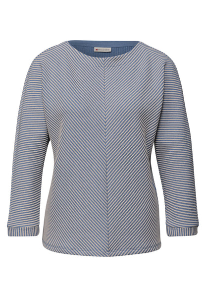 Street One Damen Shirt 3/4-Arm U-Boot-Ausschnitt Strukturmuster