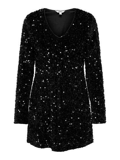 ONLANIKA LS SEQUINS V-NECK DRESS WVN