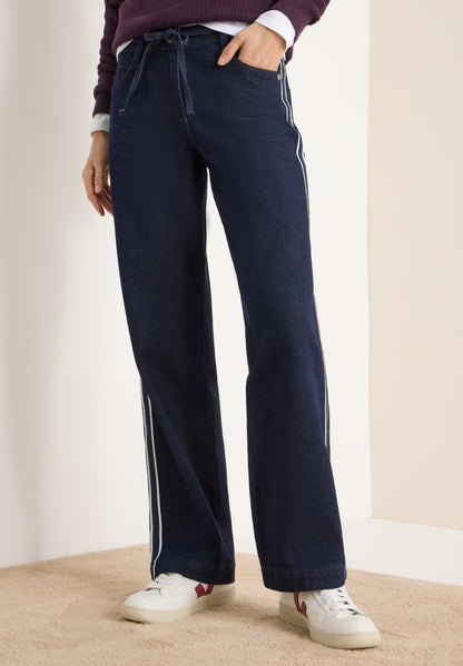 CECIL Damen Jeans Neele Loose Fit High Waist Wide Legs Tunnelzug-Bund
