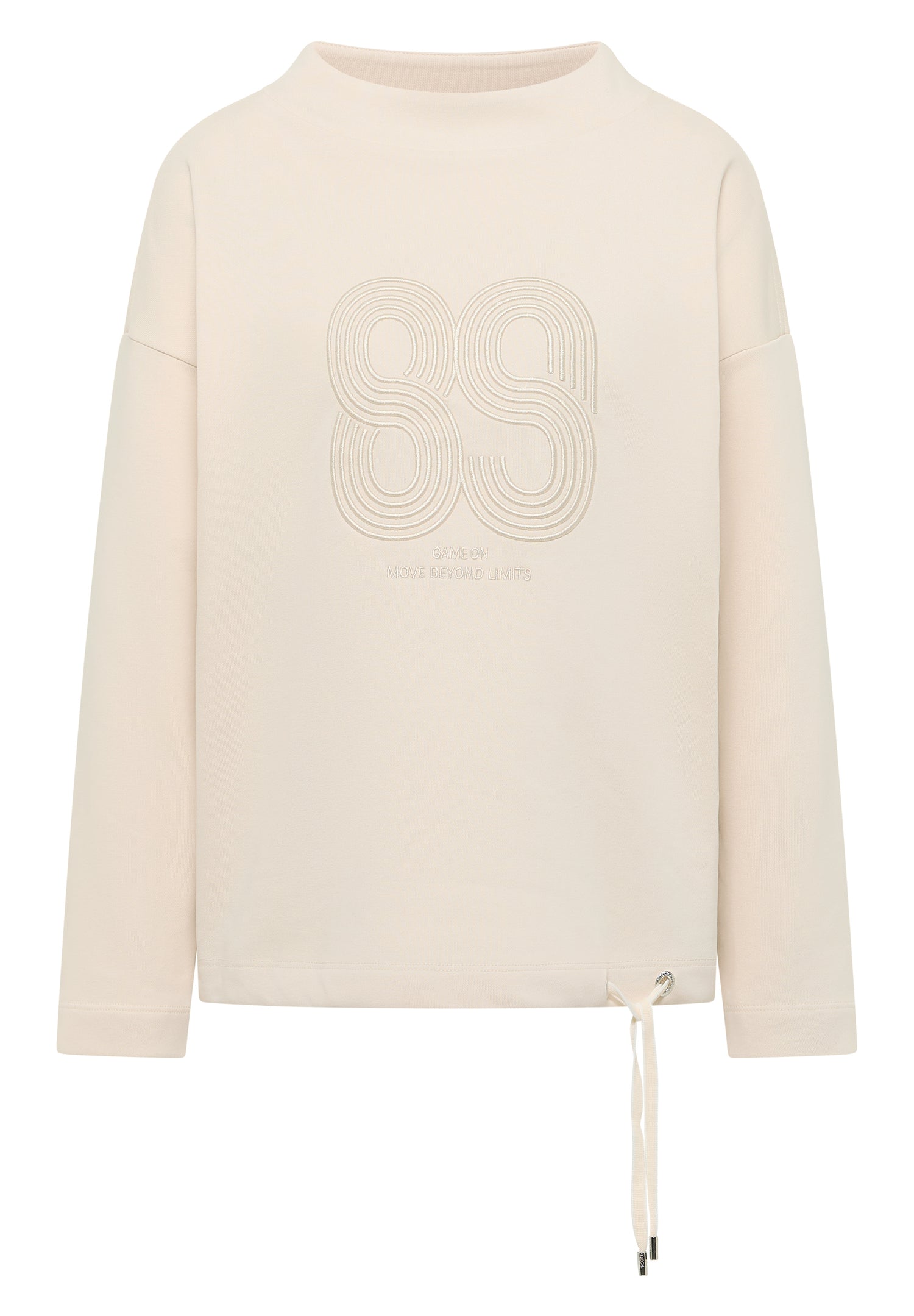CECIL Damen Langarmshirt Embroidery Artwork Funnel Neck Tunnelzug