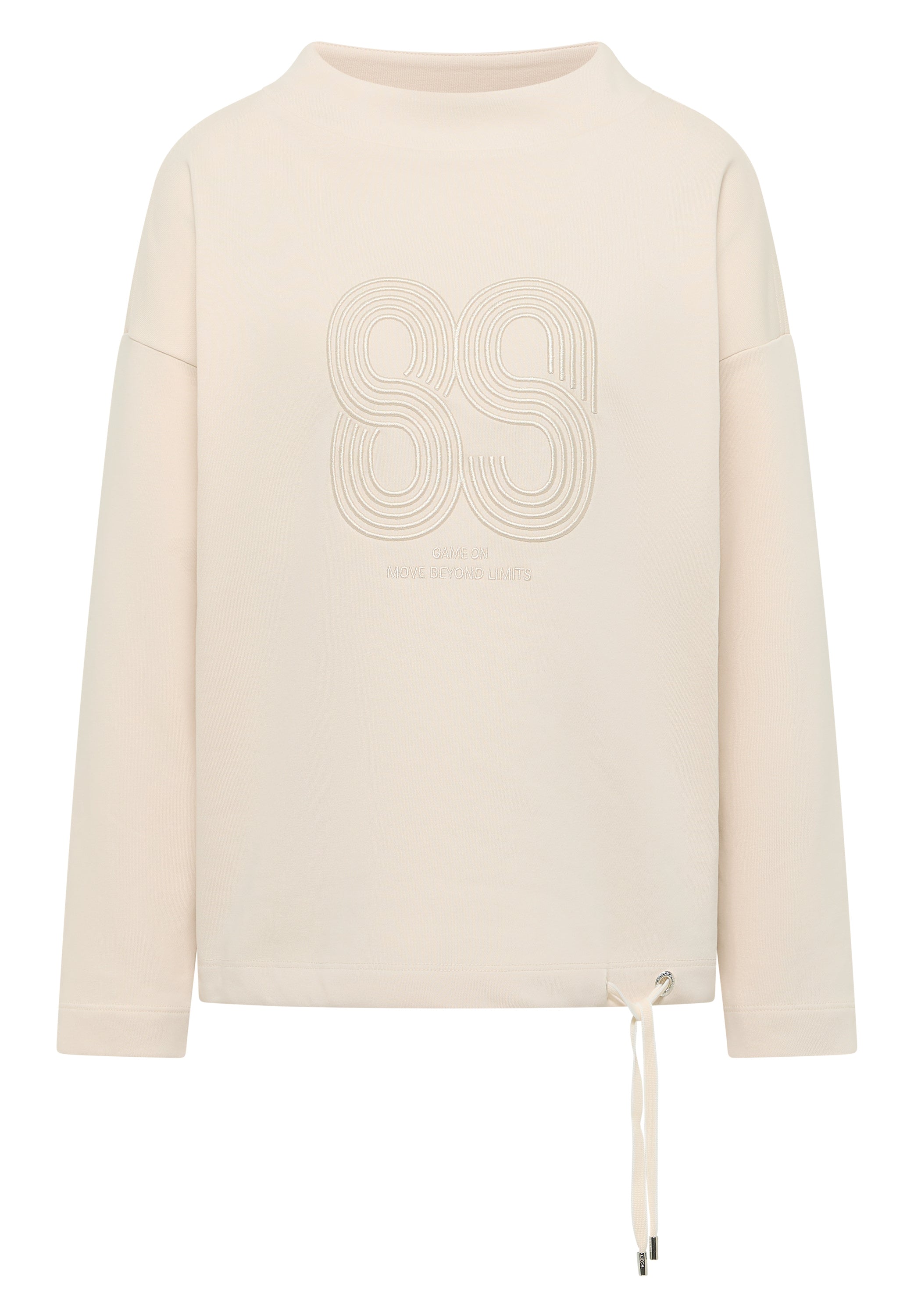 CECIL Damen Langarmshirt Embroidery Artwork Funnel Neck Tunnelzug