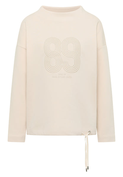 CECIL Damen Langarmshirt Embroidery Artwork Funnel Neck Tunnelzug