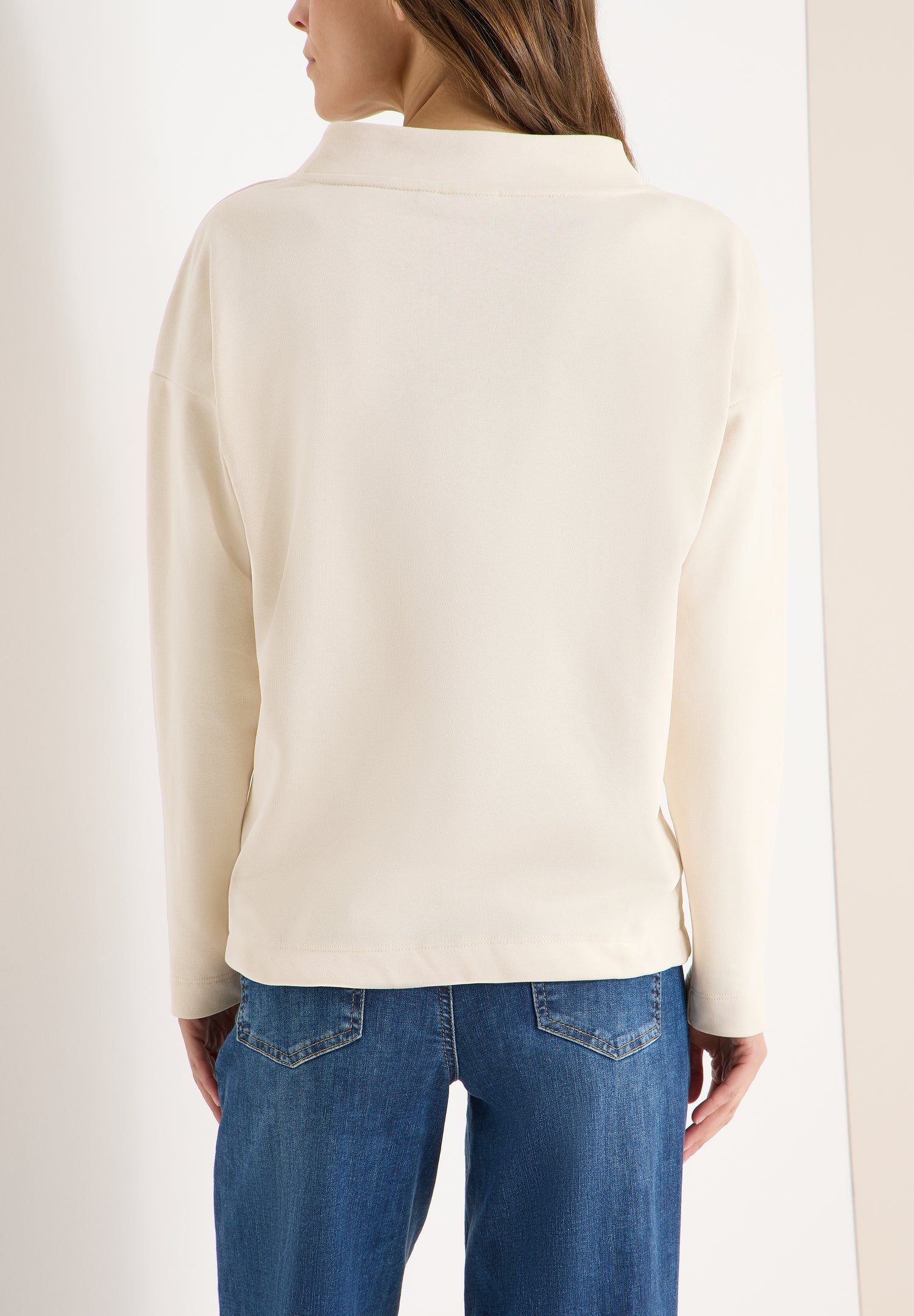 CECIL Damen Langarmshirt Embroidery Artwork Funnel Neck Tunnelzug
