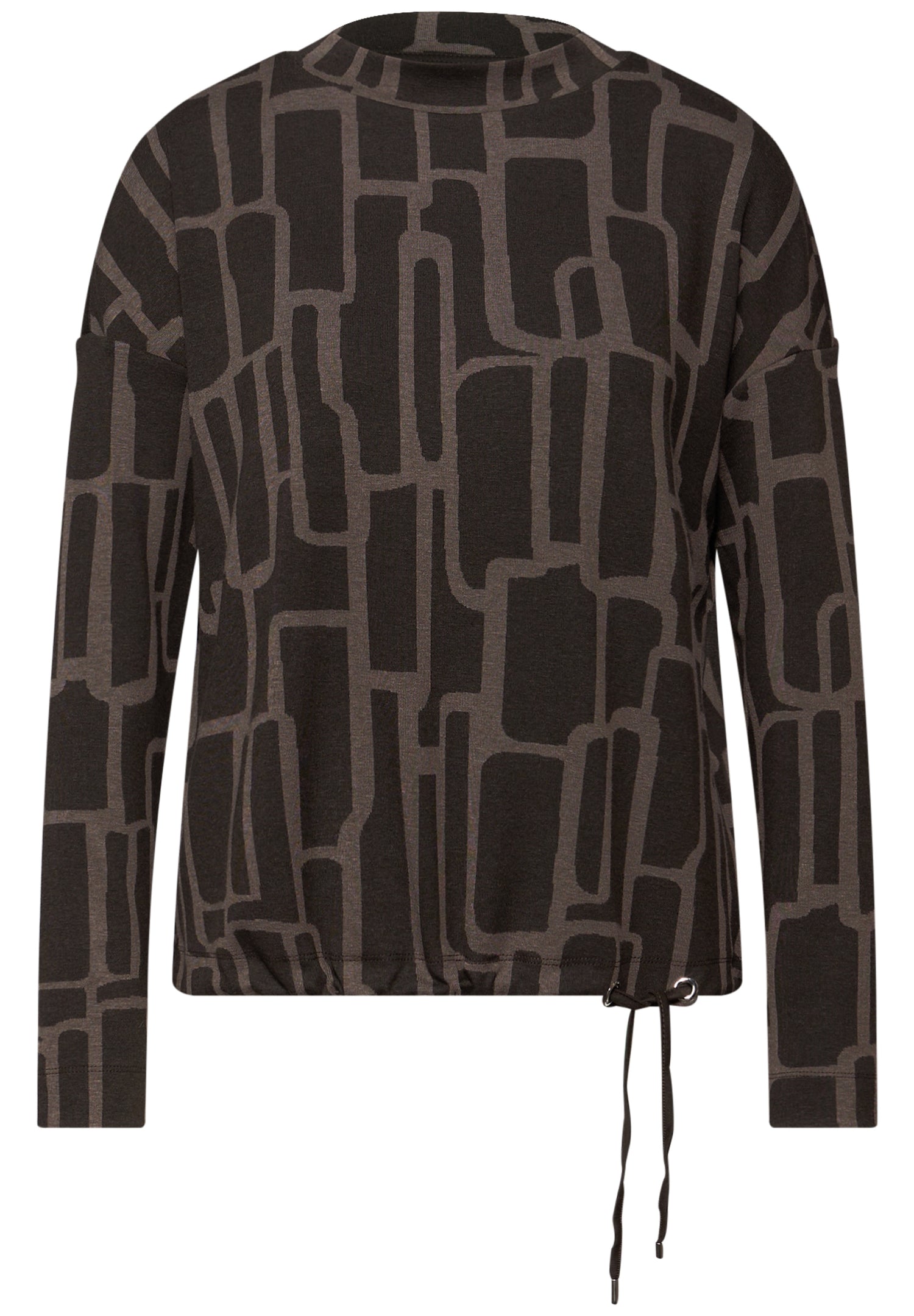 Street One Damen Shirt Turtleneck Langarm Tunnelzug Allover-Print