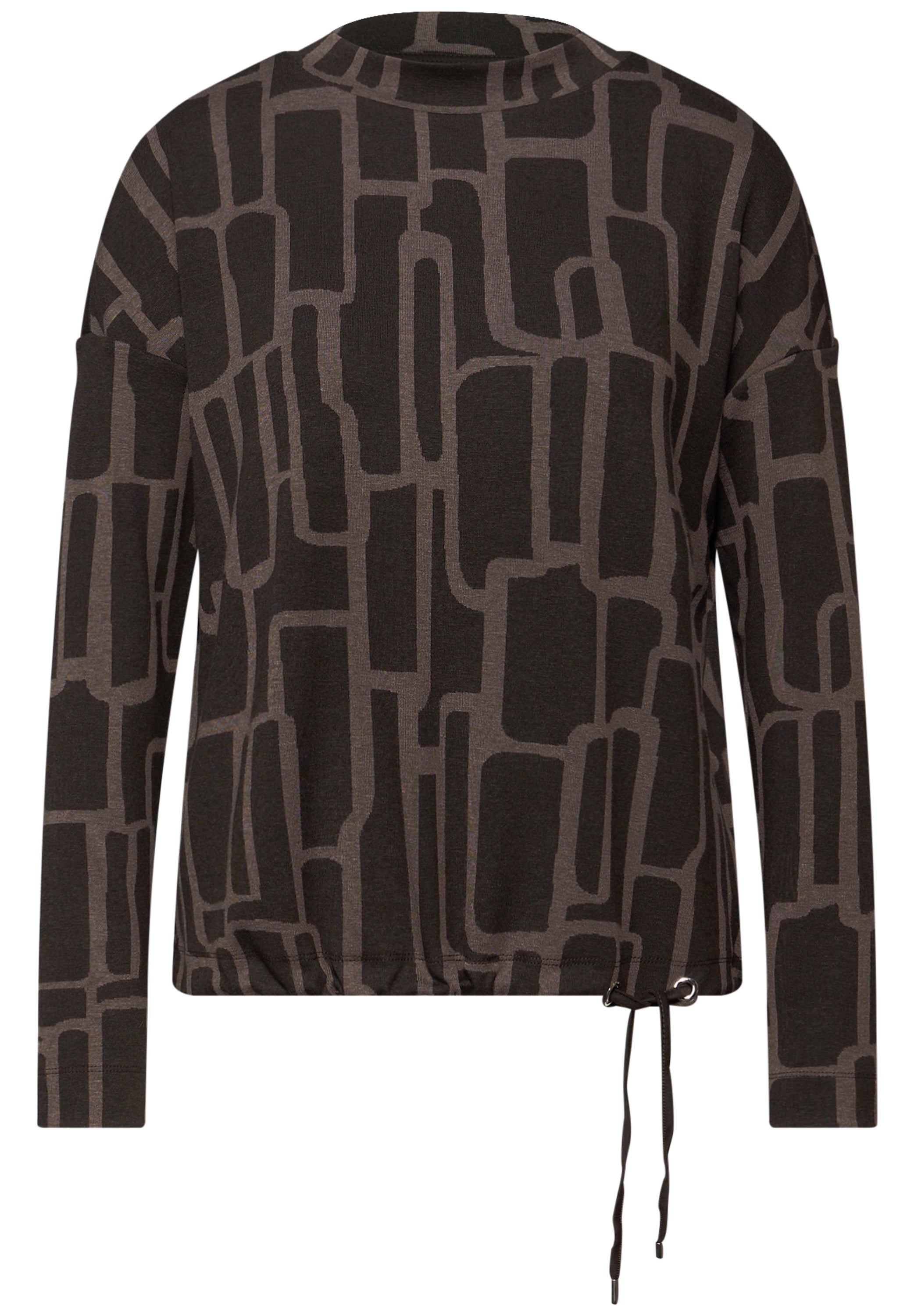 Street One Damen Shirt Turtleneck Langarm Tunnelzug Allover-Print
