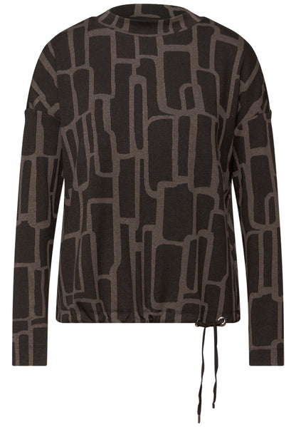 Street One Damen Shirt Turtleneck Langarm Tunnelzug Allover-Print